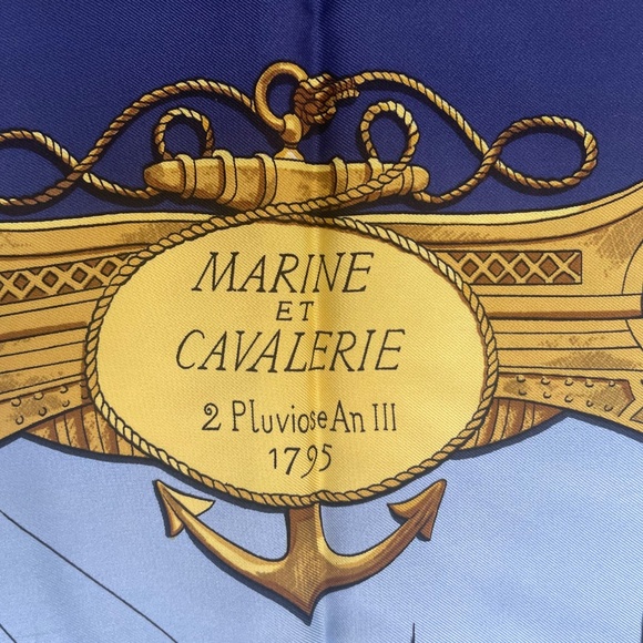 Hermes Carre 90 Silk Scarf “Marine et Cavalerie” - Picture 3 of 7